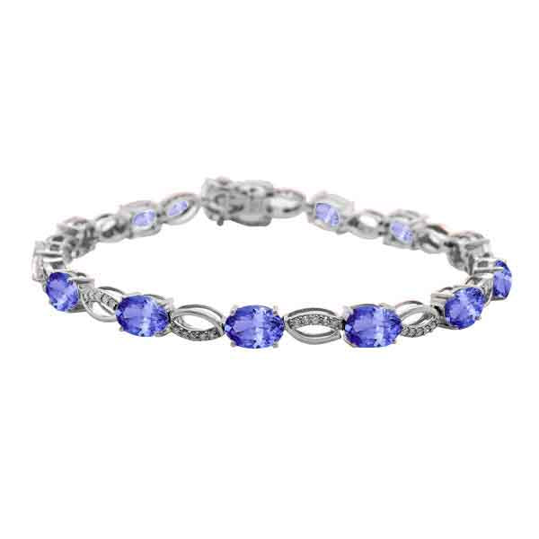 9.88ct Oval Tanzanite Bracelet with 0.4 cttw Diamond