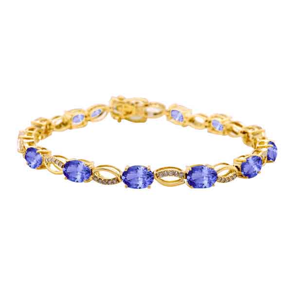 9.88ct Oval Tanzanite Bracelet with 0.4 cttw Diamond