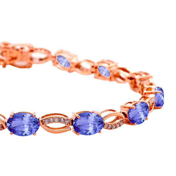 9.88ct Oval Tanzanite Bracelet with 0.4 cttw Diamond