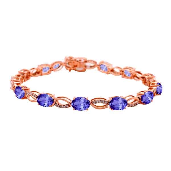 9.88ct Oval Tanzanite Bracelet with 0.4 cttw Diamond