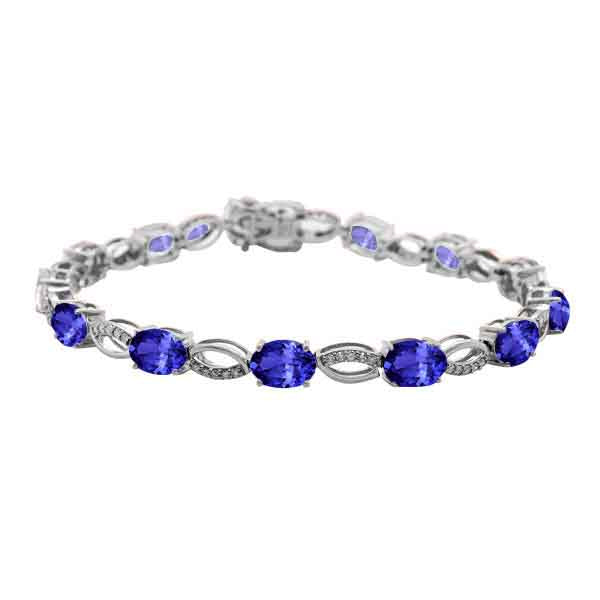 9.88ct Oval Tanzanite Bracelet with 0.4 cttw Diamond