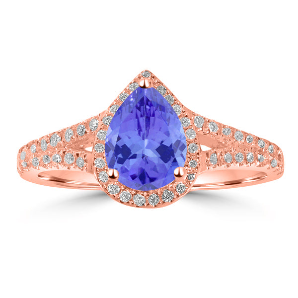 1.15ct Pear Tanzanite Ring with 0.36 cttw Diamond