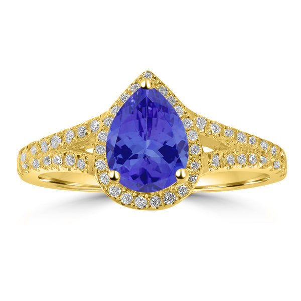 1.15ct Pear Tanzanite Ring with 0.36 cttw Diamond