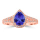 1.15ct Pear Tanzanite Ring with 0.36 cttw Diamond