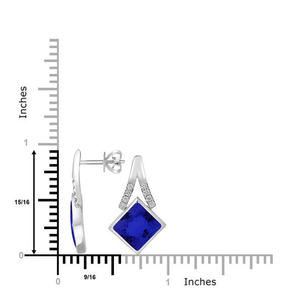 6.8ct Cushion Tanzanite Earring with 0.26 cttw Diamond
