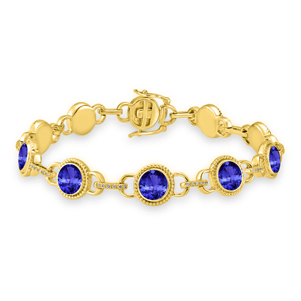 9ct Round Tanzanite Bracelet with 0.24 cttw Diamond