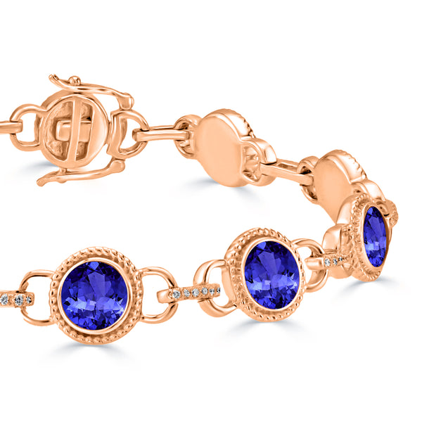 9ct Round Tanzanite Bracelet with 0.24 cttw Diamond