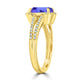 1.6ct Emerald Cut Tanzanite Ring with 0.2 cttw Diamond