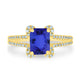 1.6ct Emerald Cut Tanzanite Ring with 0.2 cttw Diamond