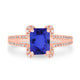 1.6ct Emerald Cut Tanzanite Ring with 0.2 cttw Diamond