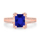 1.6ct Emerald Cut Tanzanite Ring with 0.2 cttw Diamond