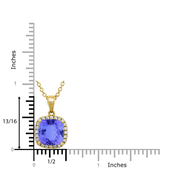 3.4ct Cushion Tanzanite Pendant with 0.17 cttw Diamond