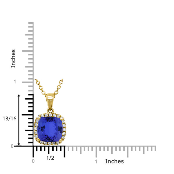 3.4ct Cushion Tanzanite Pendant with 0.17 cttw Diamond