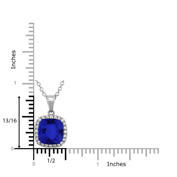 3.4ct Cushion Tanzanite Pendant with 0.17 cttw Diamond