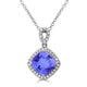 3.4ct Cushion Tanzanite Pendant with 0.21 cttw Diamond