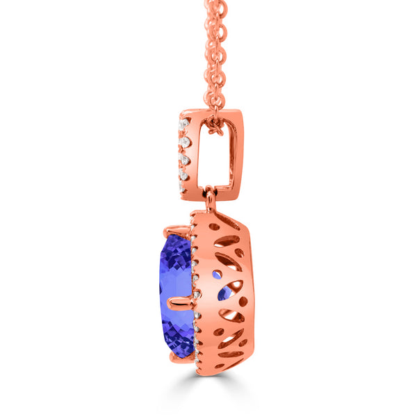 3.4ct Cushion Tanzanite Pendant with 0.21 cttw Diamond