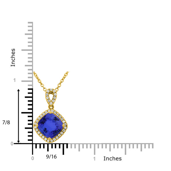 3.4ct Cushion Tanzanite Pendant with 0.21 cttw Diamond