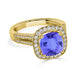 3.4ct SQ. Cushion Tanzanite Ring with 1.03 cttw Diamond