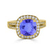 3.4ct SQ. Cushion Tanzanite Ring with 1.03 cttw Diamond