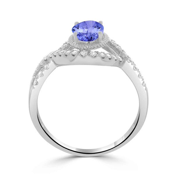 0.76ct Oval Tanzanite Ring with 0.4 cttw Diamond