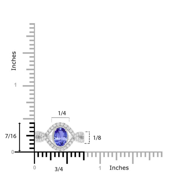 0.76ct Oval Tanzanite Ring with 0.4 cttw Diamond