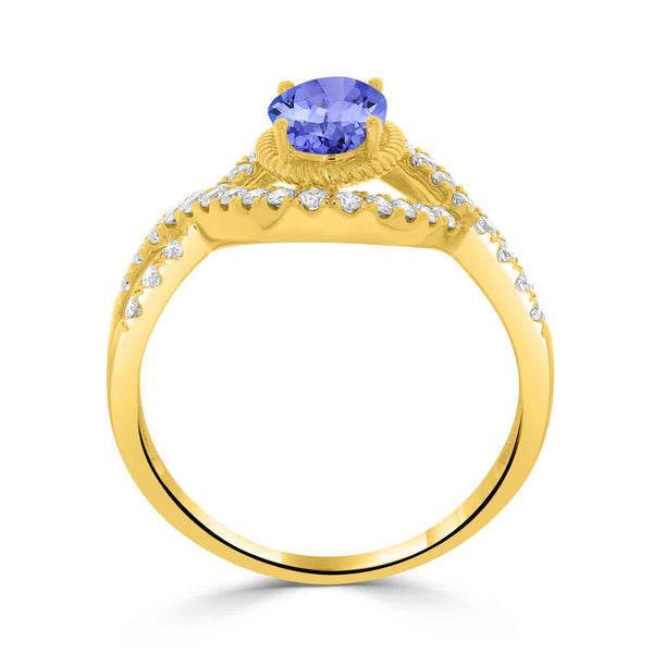 0.76ct Oval Tanzanite Ring with 0.4 cttw Diamond