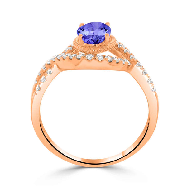 0.76ct Oval Tanzanite Ring with 0.4 cttw Diamond