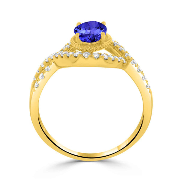 0.76ct Oval Tanzanite Ring with 0.4 cttw Diamond