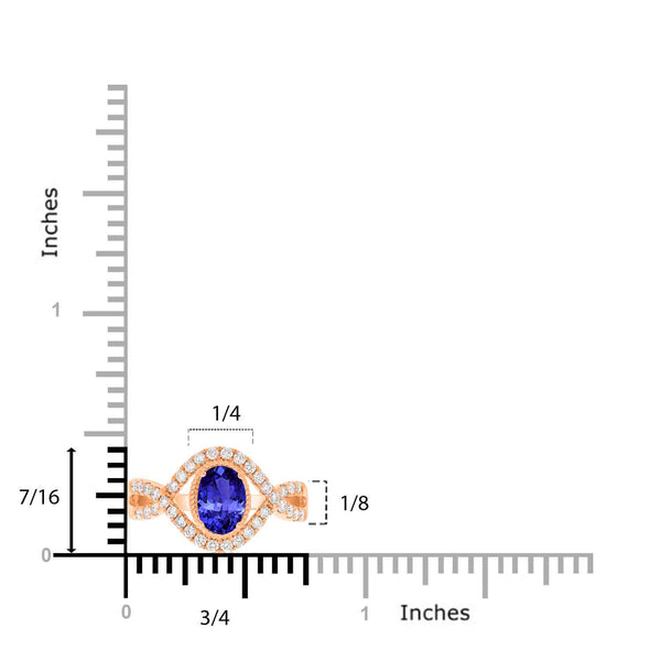 0.76ct Oval Tanzanite Ring with 0.4 cttw Diamond