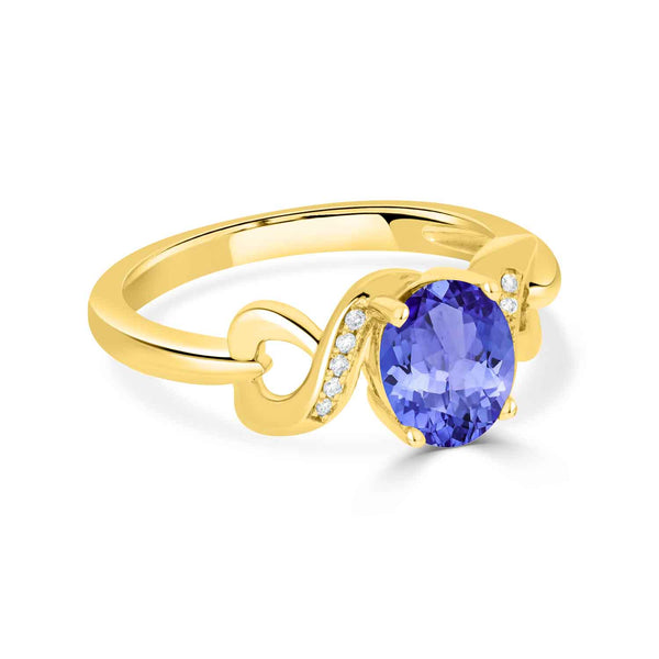 1ct Oval Tanzanite Ring with 0.03 cttw Diamond