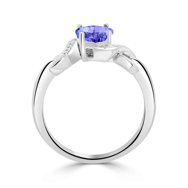 1ct Oval Tanzanite Ring with 0.03 cttw Diamond