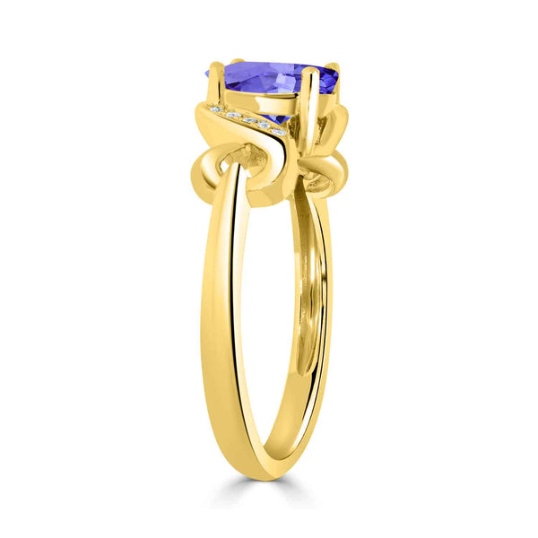 1ct Oval Tanzanite Ring with 0.03 cttw Diamond