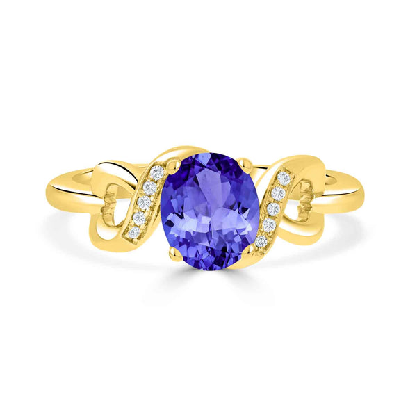 1ct Oval Tanzanite Ring with 0.03 cttw Diamond