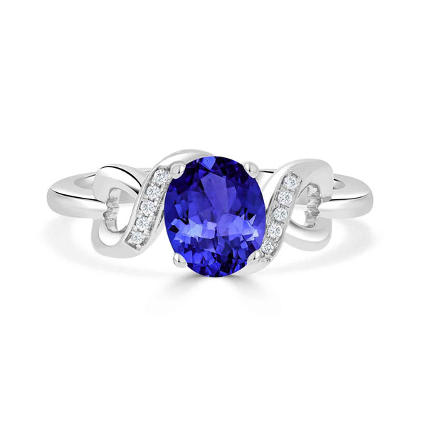 1ct Oval Tanzanite Ring with 0.03 cttw Diamond