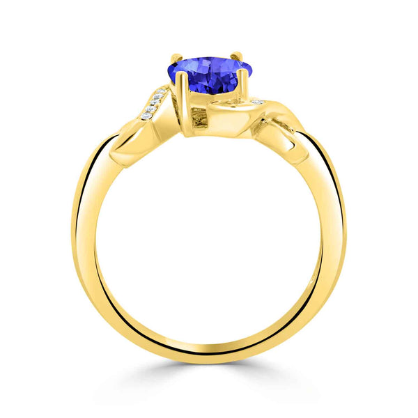 1ct Oval Tanzanite Ring with 0.03 cttw Diamond