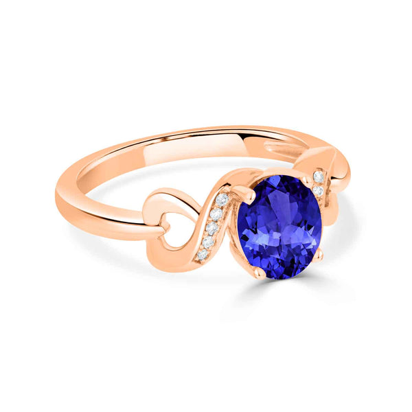 1ct Oval Tanzanite Ring with 0.03 cttw Diamond