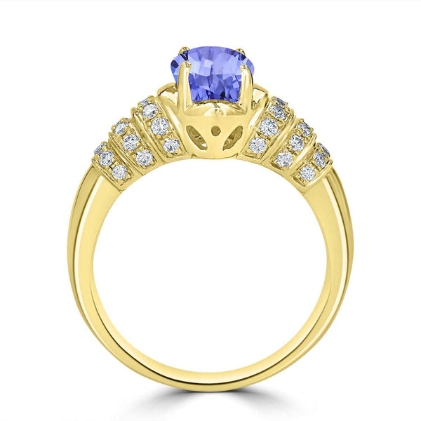 1ct Oval Tanzanite Ring with 0.31 cttw Diamond