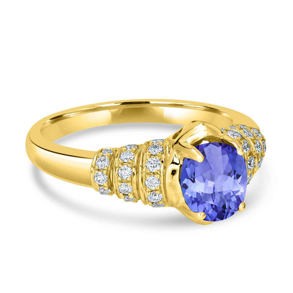 1ct Oval Tanzanite Ring with 0.31 cttw Diamond