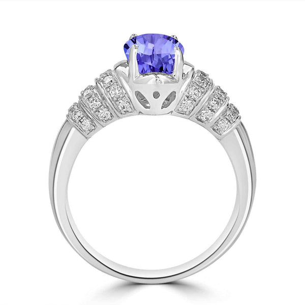 1ct Oval Tanzanite Ring with 0.31 cttw Diamond