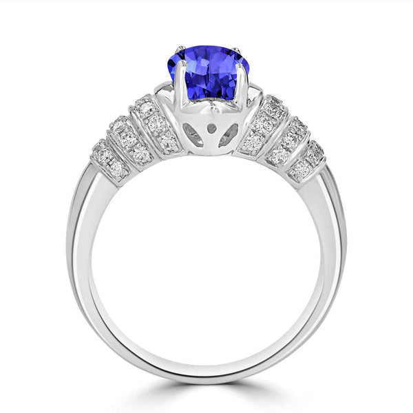 1ct Oval Tanzanite Ring with 0.31 cttw Diamond