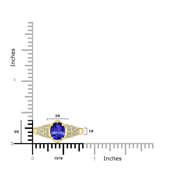 1ct Oval Tanzanite Ring with 0.31 cttw Diamond