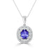 1ct Oval Tanzanite Pendant with 0.3 cttw Diamond