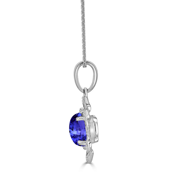 2.2ct Round Tanzanite Pendant with 0.05 cttw Diamond