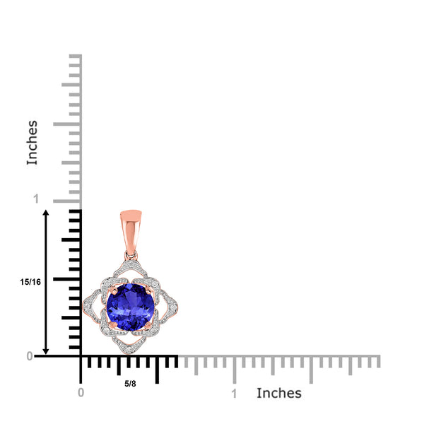 2.2ct Round Tanzanite Pendant with 0.05 cttw Diamond