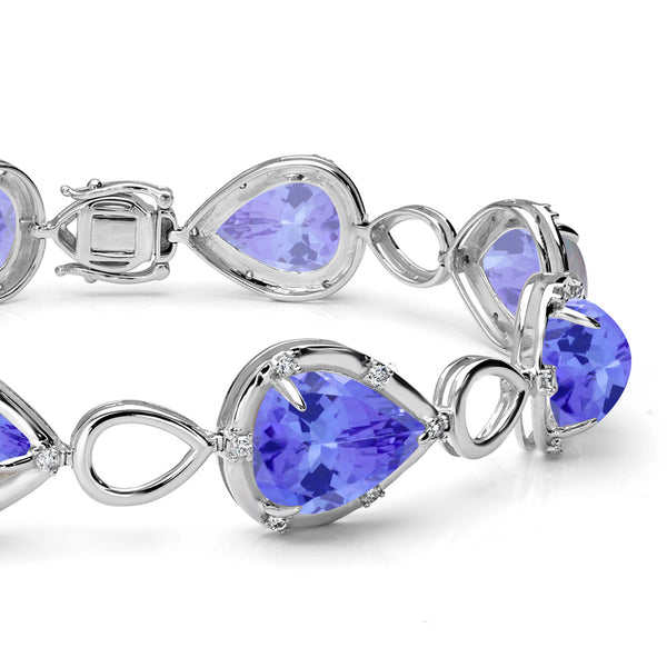 28ct Pear Tanzanite Bracelet with 0.58 cttw Diamond