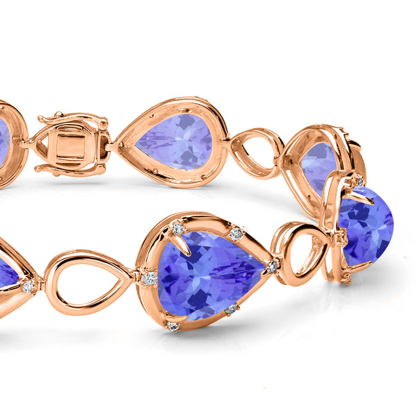 28ct Pear Tanzanite Bracelet with 0.58 cttw Diamond