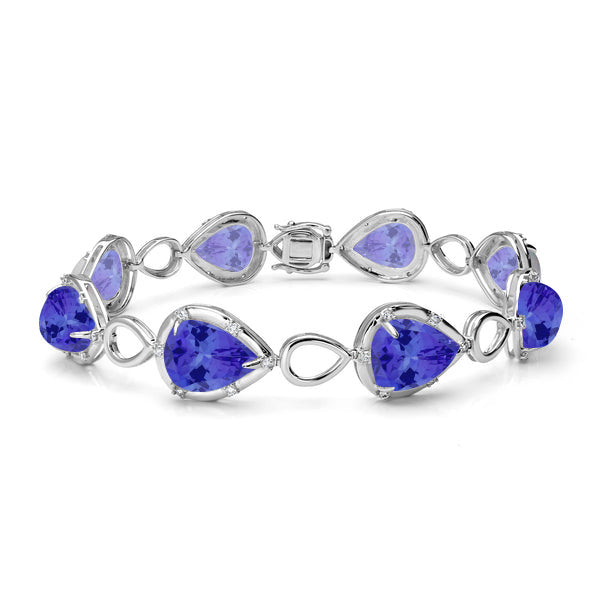 28ct Pear Tanzanite Bracelet with 0.58 cttw Diamond