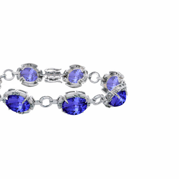 31.2ct Oval Tanzanite Bracelet with 0.58 cttw Diamond