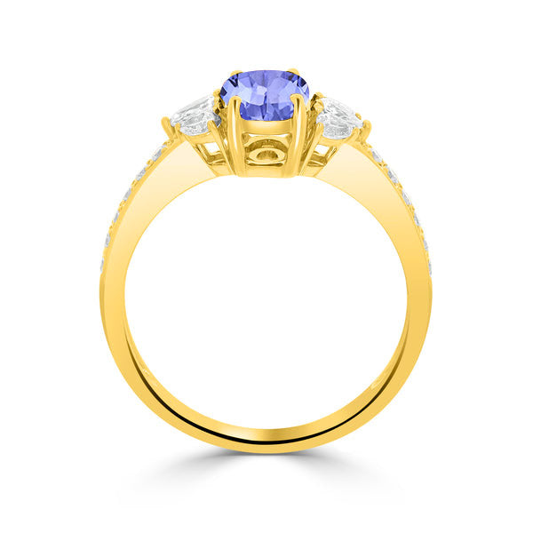 0.76ct Oval Tanzanite Ring with 0.46 cttw Diamond