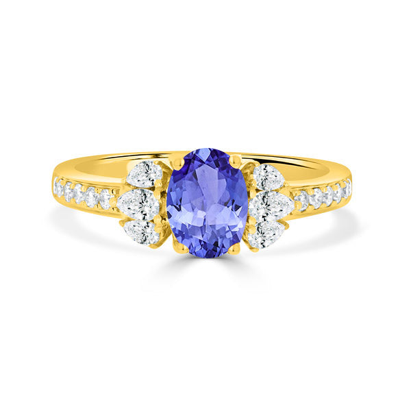 0.76ct Oval Tanzanite Ring with 0.46 cttw Diamond